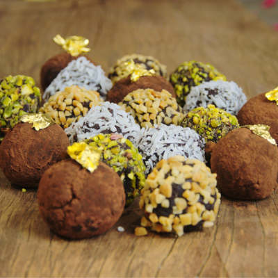 Mini golden-chocolate truffles